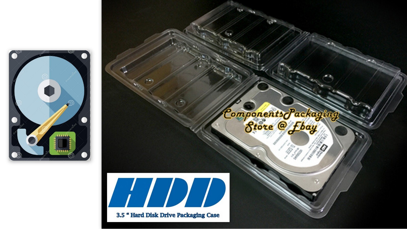 Internal 3.5″ Hard Drive Single Case Clamshell ESD Plastic – Lot of 3 10 30 100