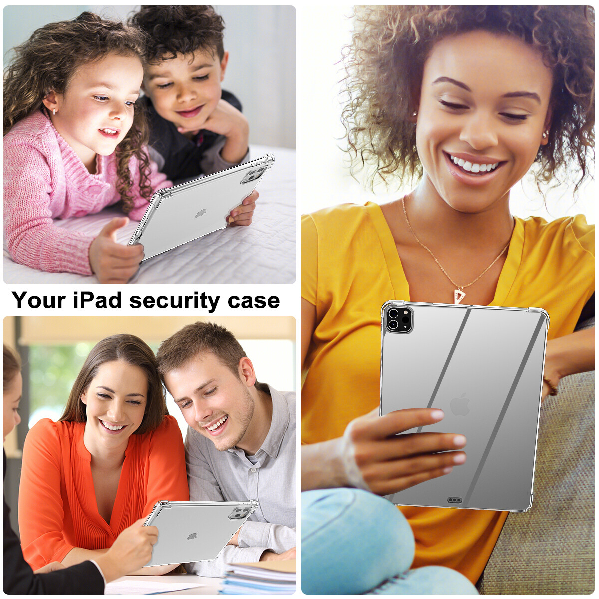For iPad Pro 12.9 in 6th/5th/4th Generation Case Clear TPU Shockproof Slim Cover