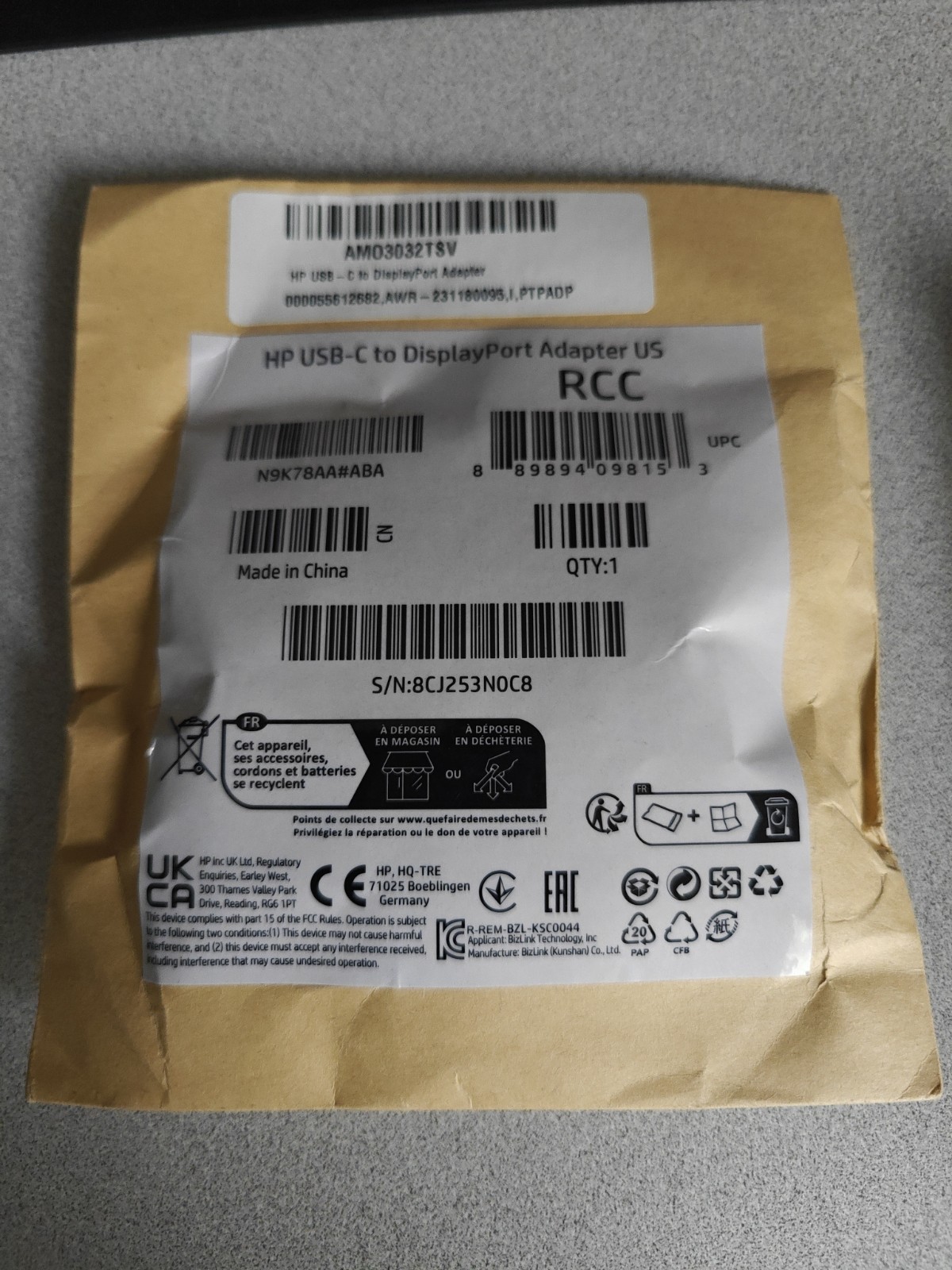 HP USB-C to DisplayPort Adapter Cable 4K@60Hz N9K78AA 831119-001 831753-001 NEW