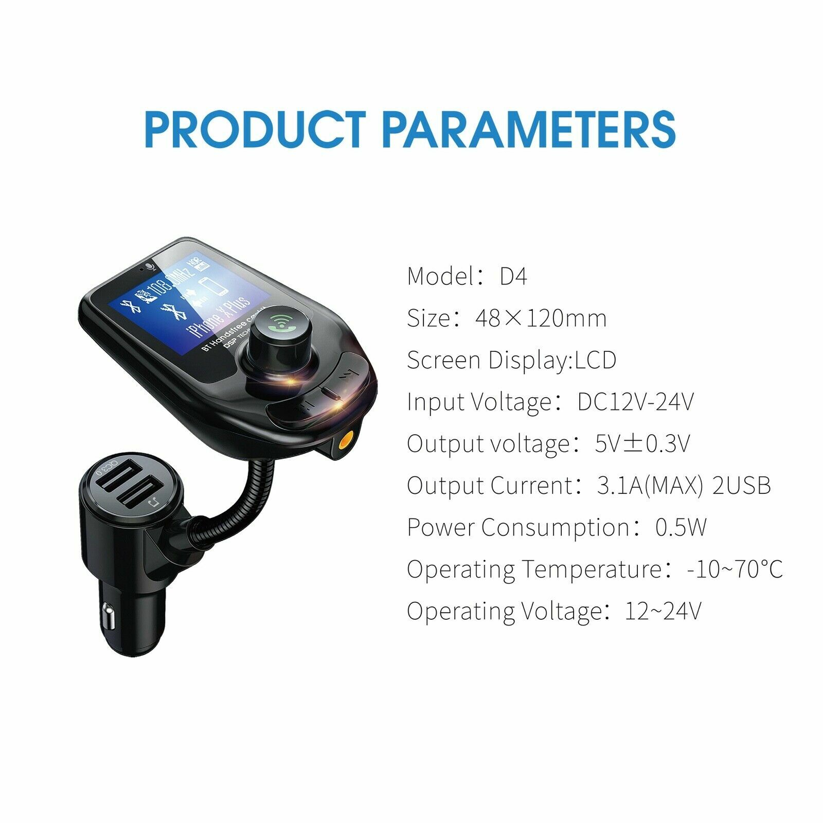 Wireless Bluetooth 5.0 FM Transmitter QC3.0 Hands-free Radio AUX Adapter USB Car