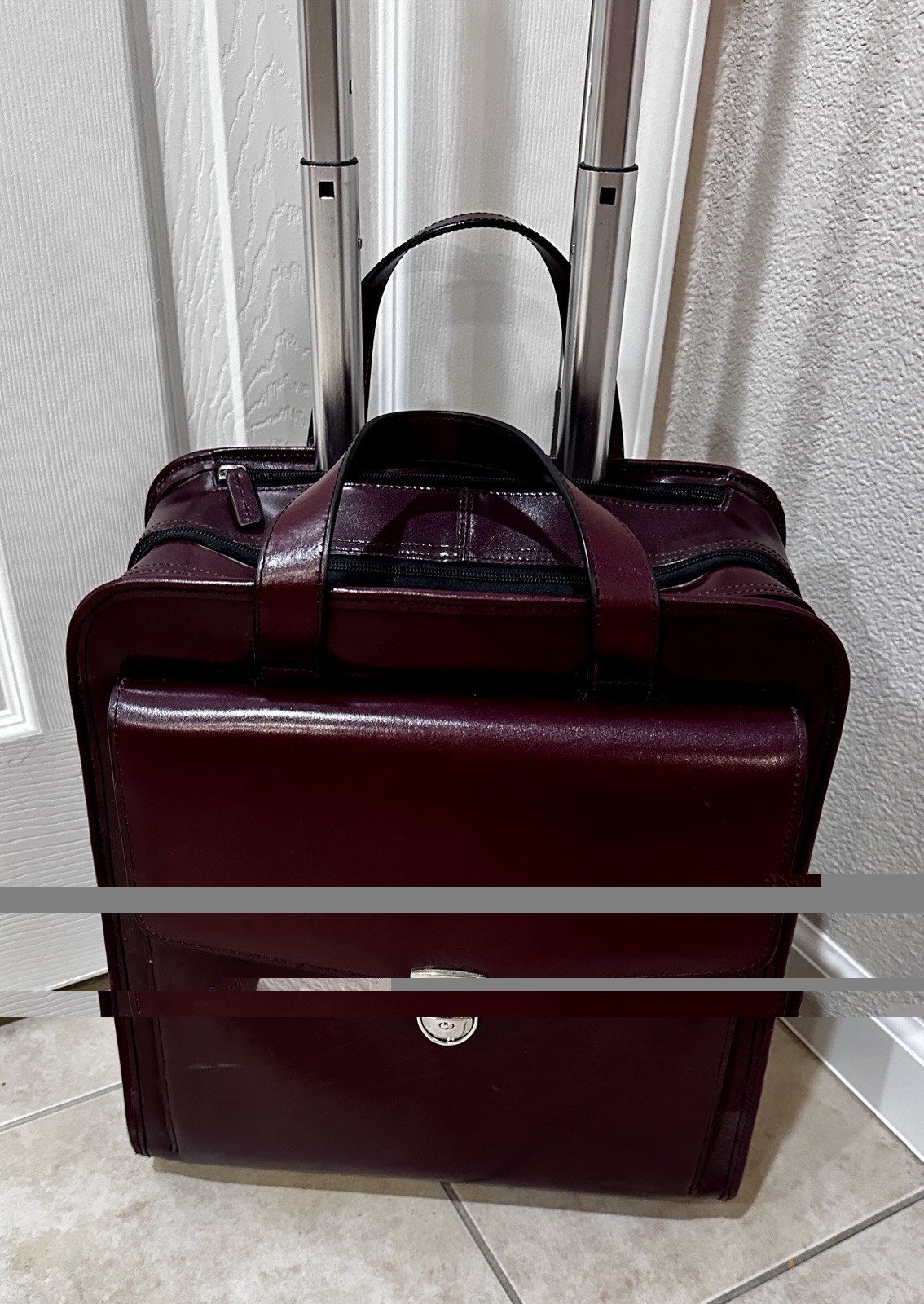 JACK GEORGES Business Rolling Laptop Briefcase Burgundy Leather Free Shipping!