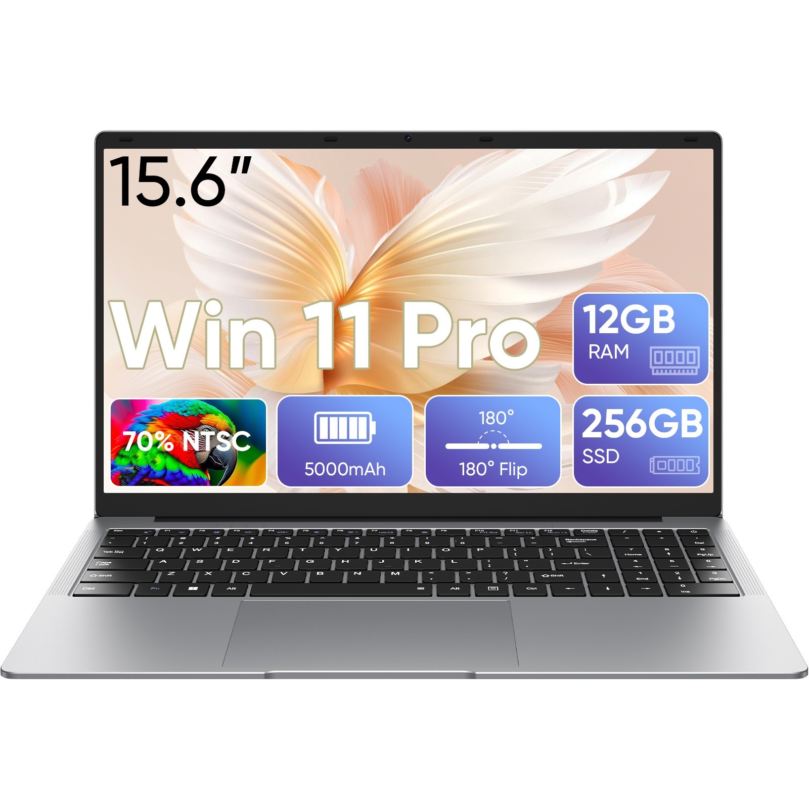 15.6″ Laptop PC 12+256GB,Windows 11 Pro Computer,Intel Celeron N4000,MS Office