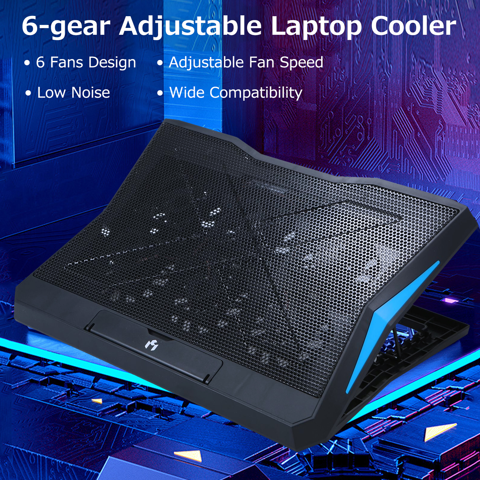 Foldable Laptop Cooler 6-fan Laptop Cooling Stand Low Noise with 6-level F6J2