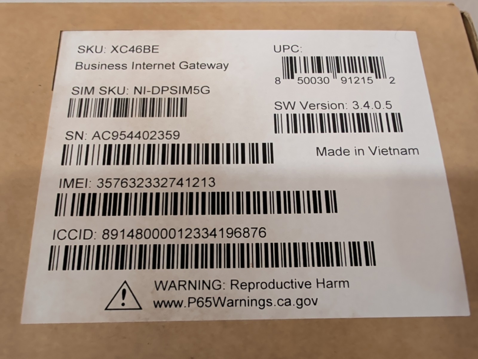 NOB Verizon Business 5G Internet Gateway 2-Port Ethernet Router (XC46BE) Black