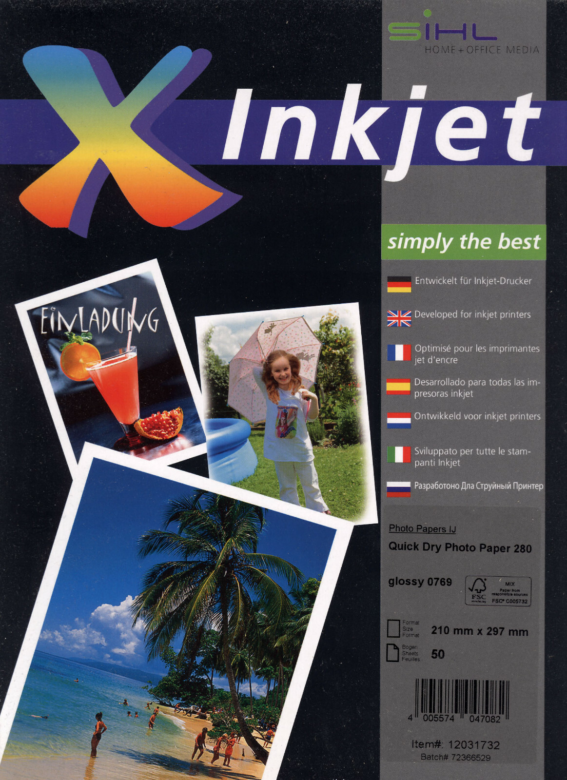 SIHL Photo Paper PREMIUM 50 Sheets Inkjet 21x21cm GLOSSY 280g Size: Square