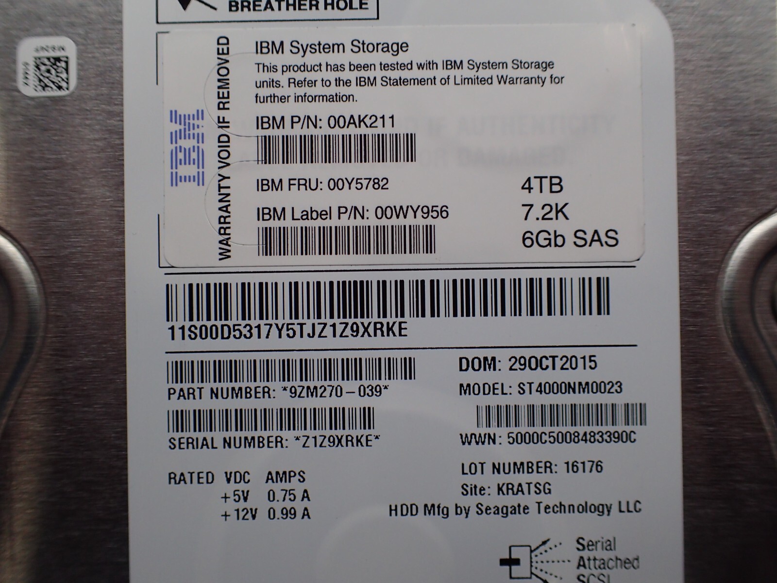 IBM 00Y5782 4TB 7.2K SAS 3.5in NL Hard Drive