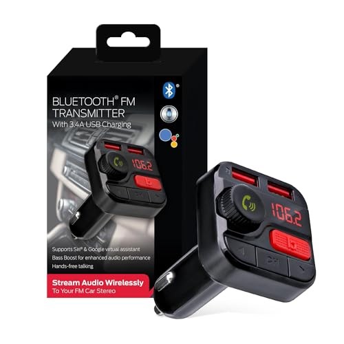 Monster Bluetooth FM Transmitter for Car Cigarette Lighter, Bass Boost, Track