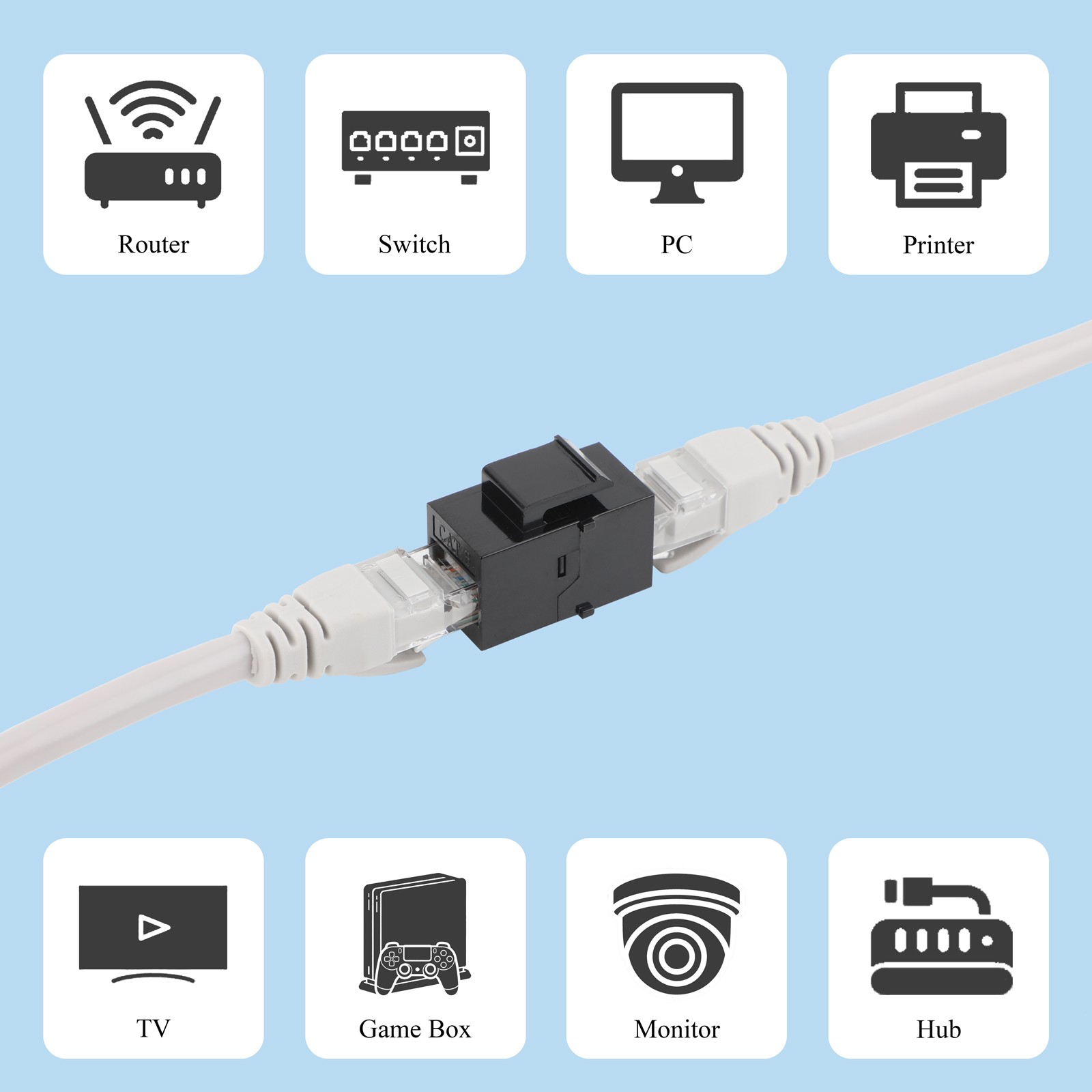 10/25 Pack CAT6 RJ45 Keystone Coupler, Cat6 Keystone Jack Female to Female