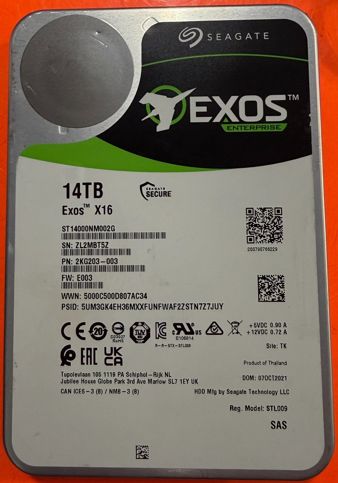 Seagate Exos X16 (7200RPM, 3.5″, SAS-3, 256MB Cache) 14TB Internal Enterprise…