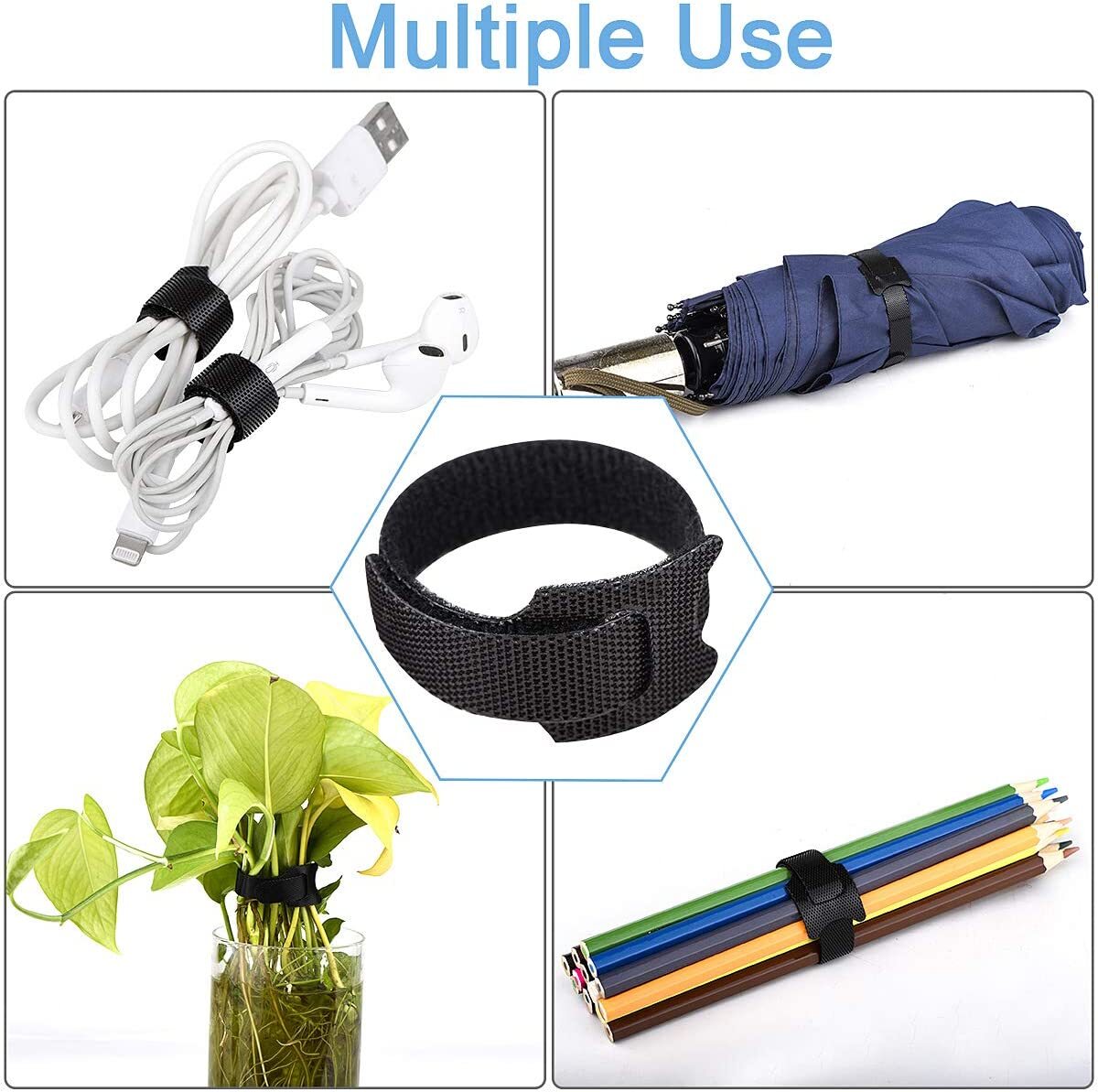 50-100pcs Cable Straps Wire Cord Hook Loop Ties Reusable Fastening Organizer Lot