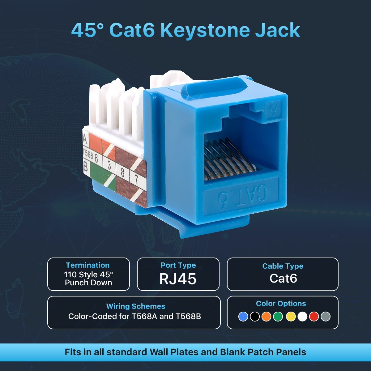 CAT6 Keystone Jack 8P8C 110 Punchdown RJ45 Network Ethernet Plug Lot Pack