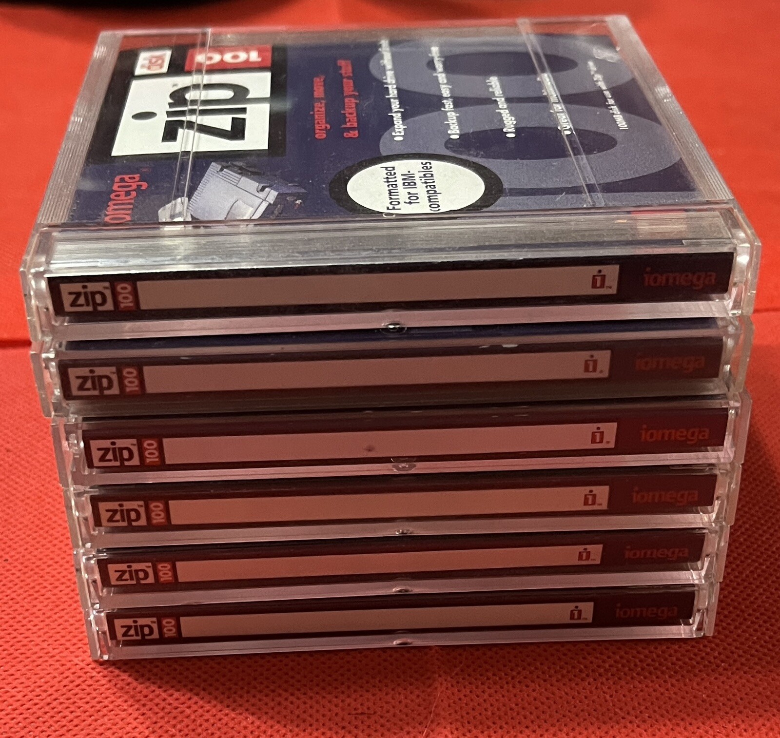 Lot of 6 iomega Zip Disk 100 USED 100MB Storage Capacity Blank Mac Or PC Format