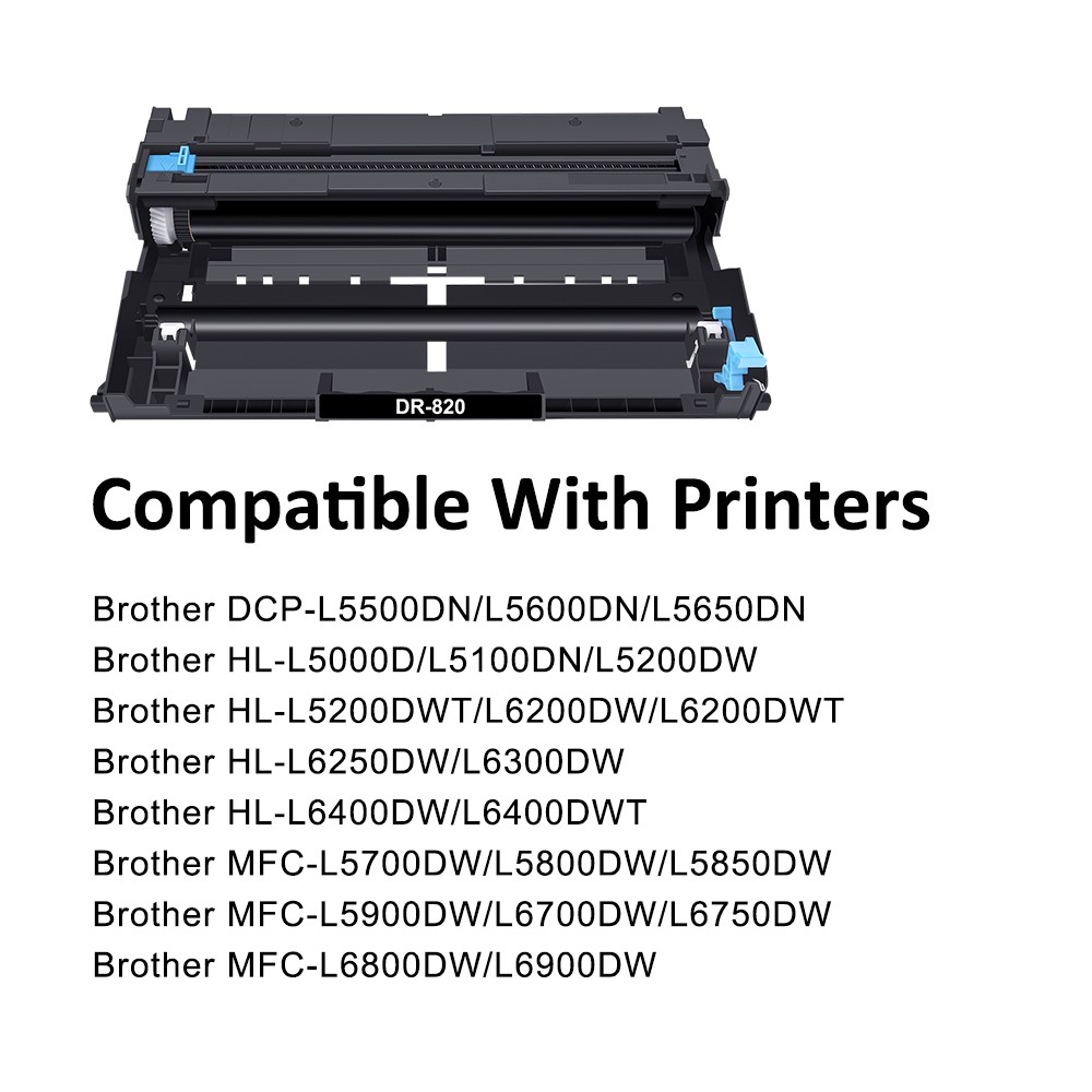 2 Pack DR820 Drum Unit for Brother DR-820 MFC-L5850DW HL-L6200DWT DCP-L5650DN