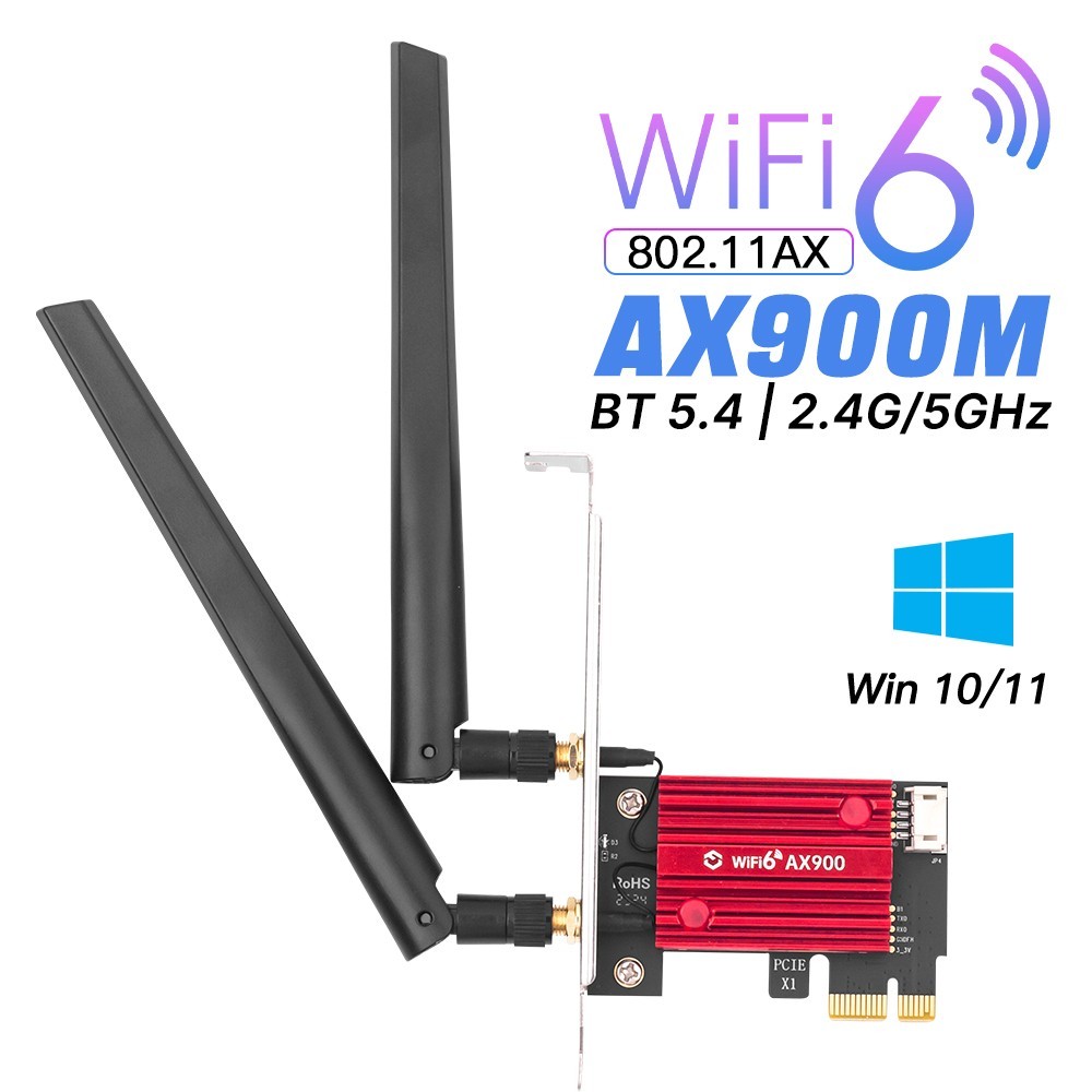 PCIe WiFi Card for Desktop with Bluetooth 5.4 WiFi 6 AX900 Dual Band for Gaming