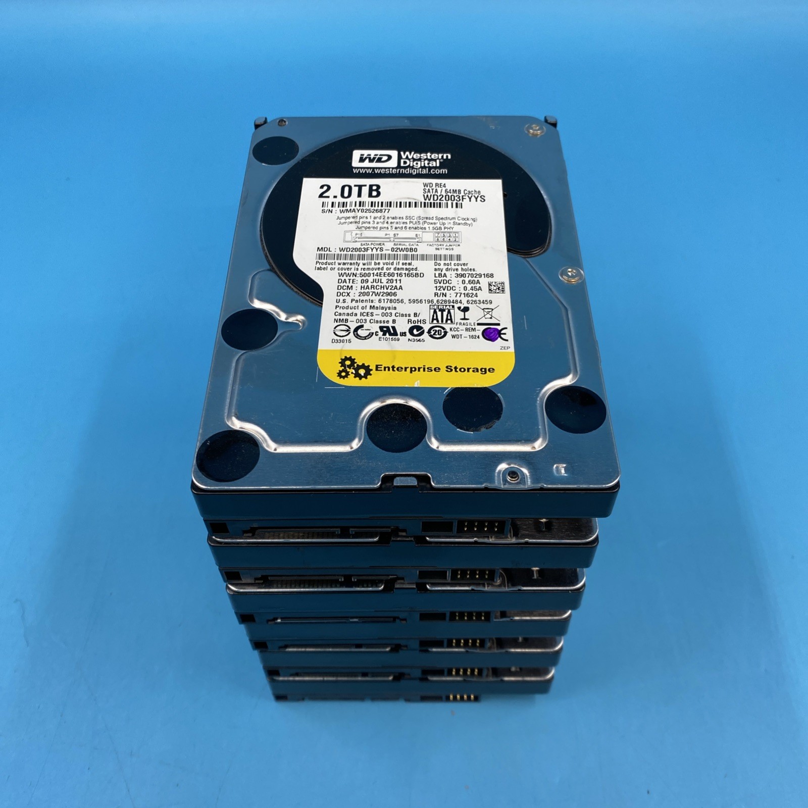 (LOT OF 6) Western Digital WD RE4 2TB 3.5″ HDD SATA Enterprise Hard Drives
