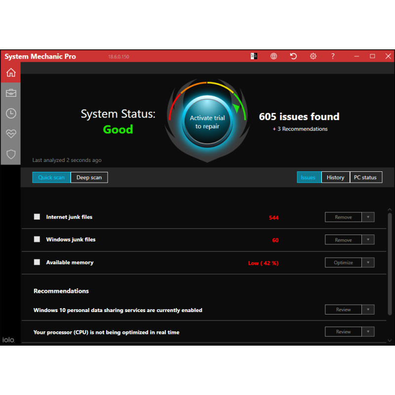 iolo System Mechanic Pro | 1 Year 10 PC | Windows | Download