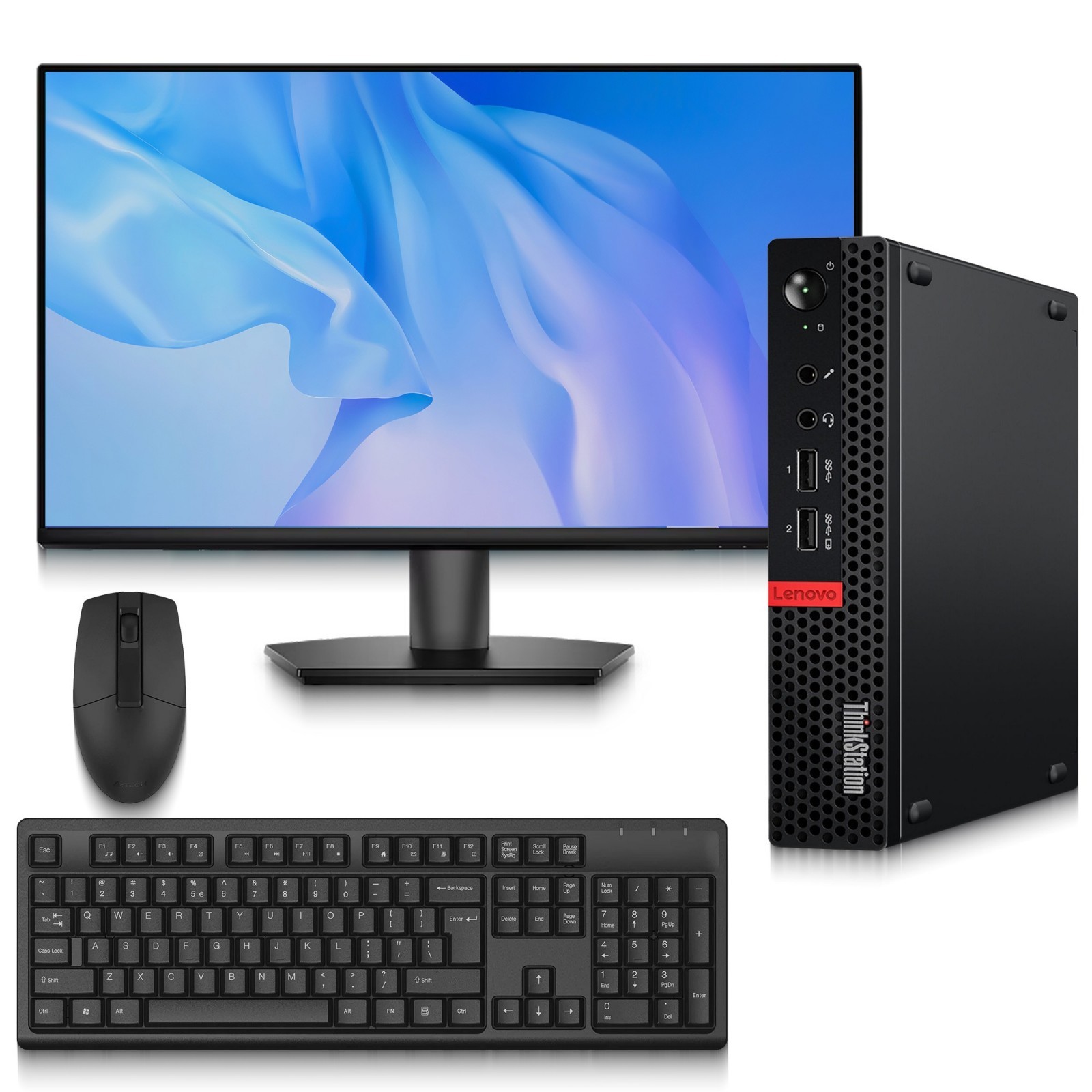 Lenovo P330 Tiny Pc i7-8th 32GB RAM 1TB SSD 24” LED Nvidia P620 WiFi WK&M Win 11