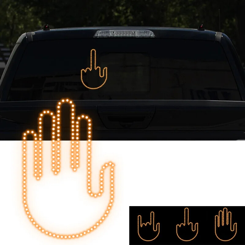 Funny New LED Illuminated Gesture Light Car Finger Light With Remote Road Rage S