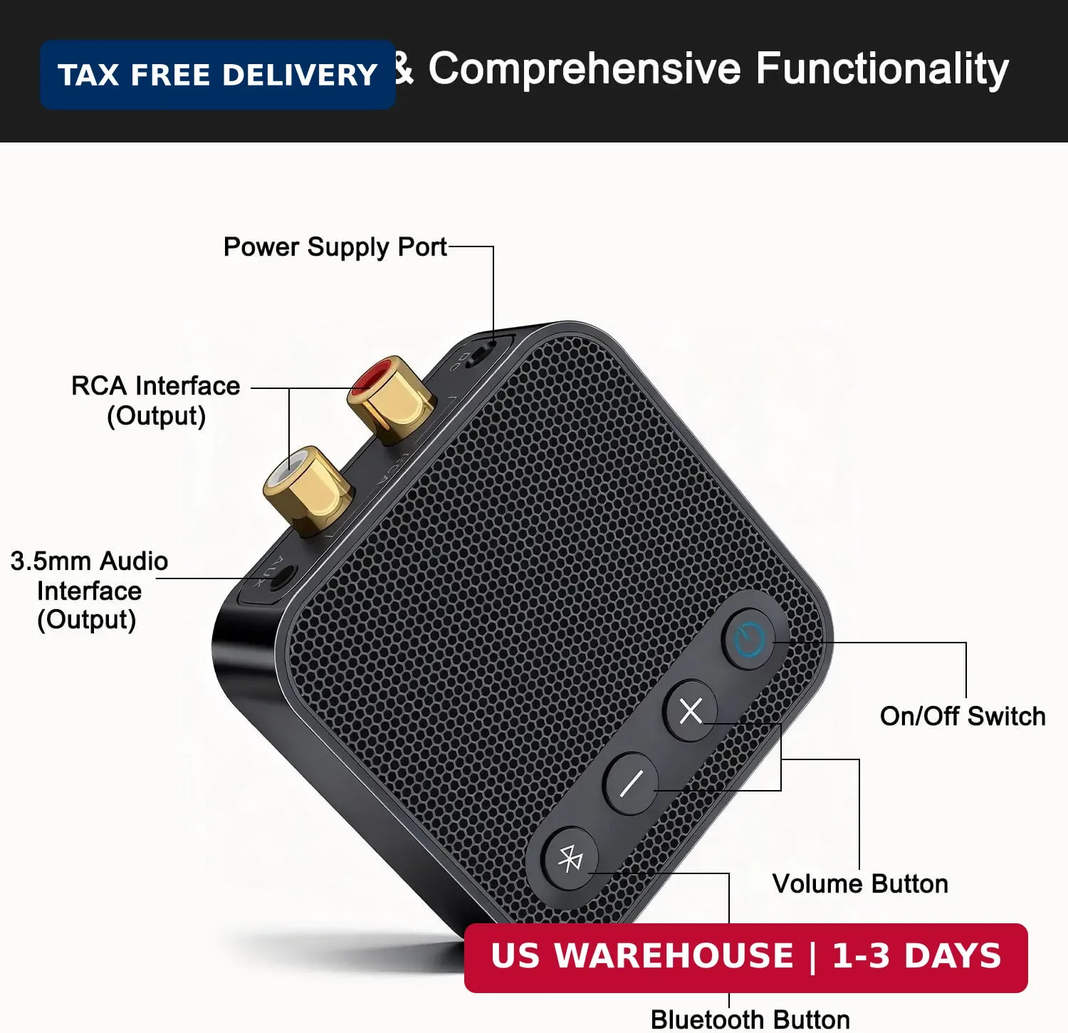 Bluetooth 6.0 Receiver for Home Stereo, Hi-Fi Wireless Audio Adapter for Wired S