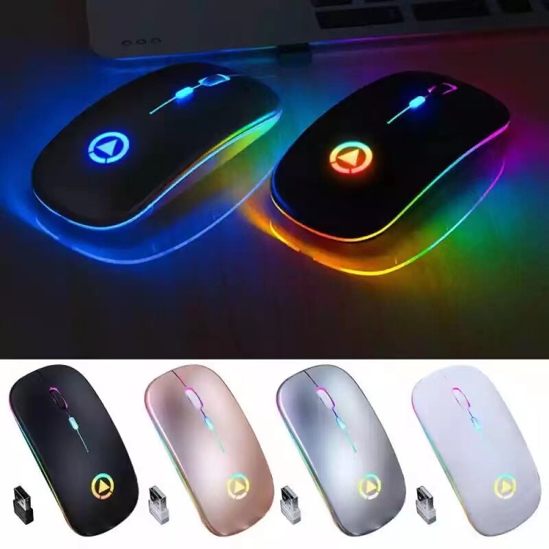 2.4GHz Wireless Optical Mouse USB Rechargeable RGB Cordless Mice For PC Laptop