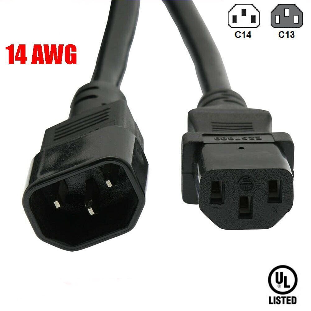 1Ft-10Ft Premium 14awg C13 to C14 Female-Male Extension Cable Power Cord IEC-320