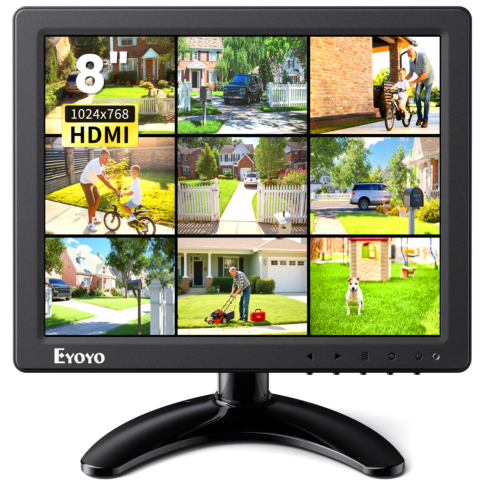 Eyoyo 8 Inch Small Monitor 1024×768 HDMI VGA AV BNC & Remote & Built-in Speakers
