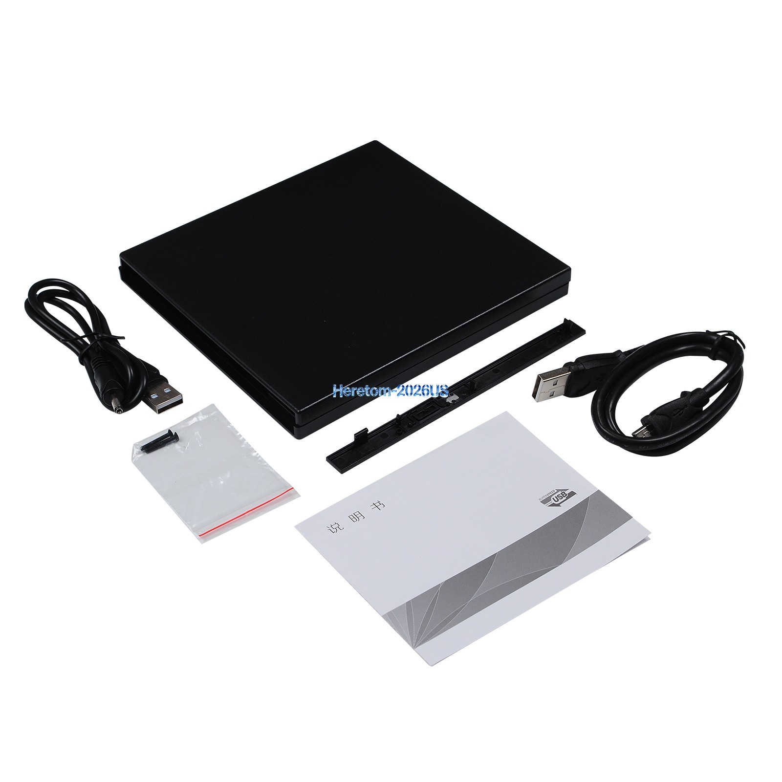 USB 2.0 External Enclosure Case Caddy For 9.5mm SATA CD / DVD ROM Optical Drive