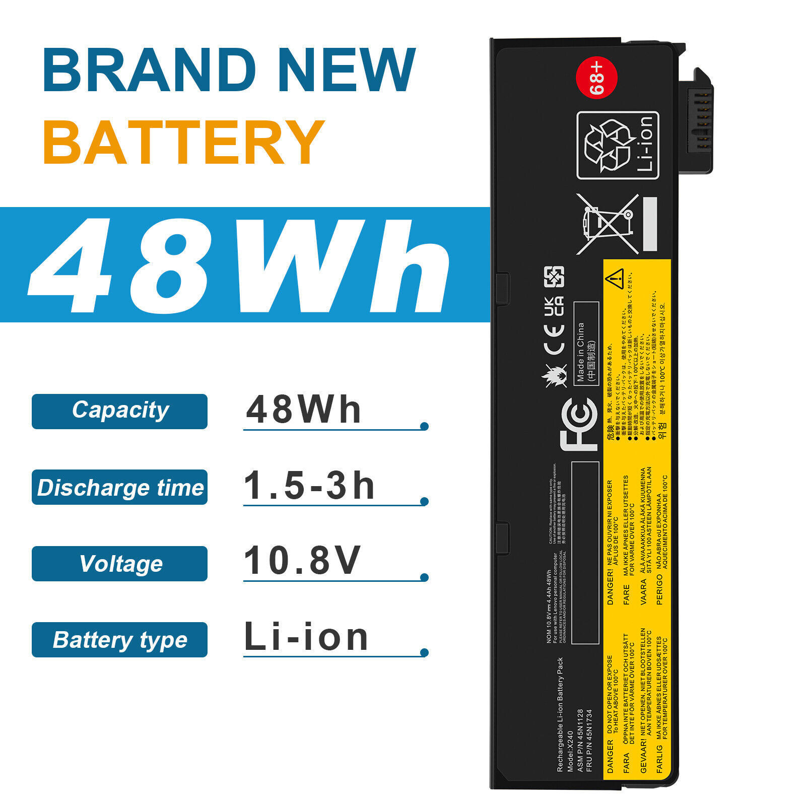 Battery for Lenovo ThinkPad X240 X250 X260 T440 T440S T450 45N1134 45N1776 68+