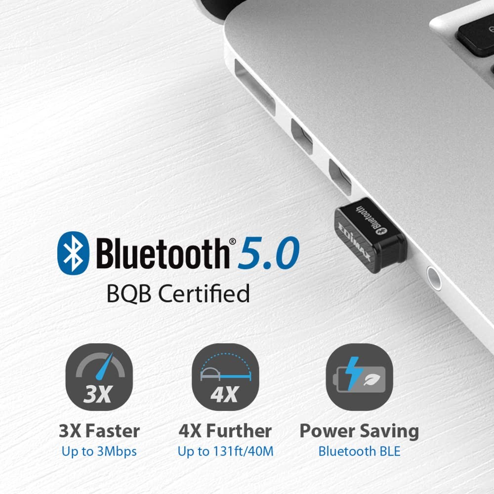 Edimax Bluetooth Adapter for PC, BT 5.0 EDR Nano USB Dongle, Fast Nano, Black