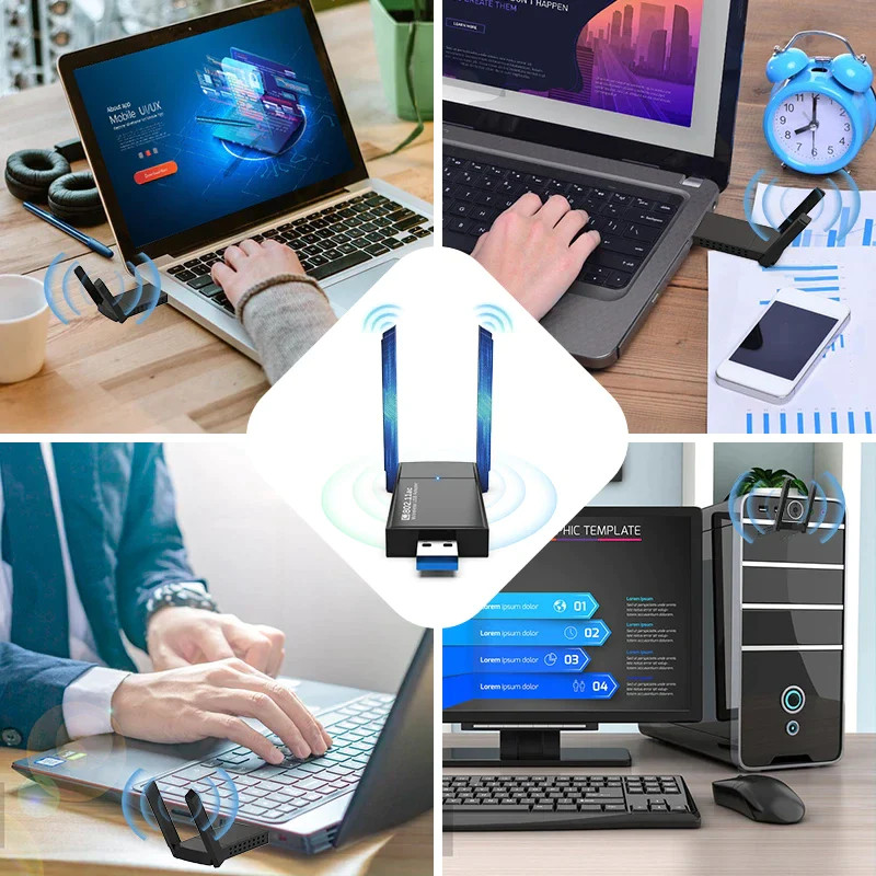USB 3.0 Wireless WIFI Adapter 1300 Mbps Long Range Dongle Dual Band 5Ghz Network