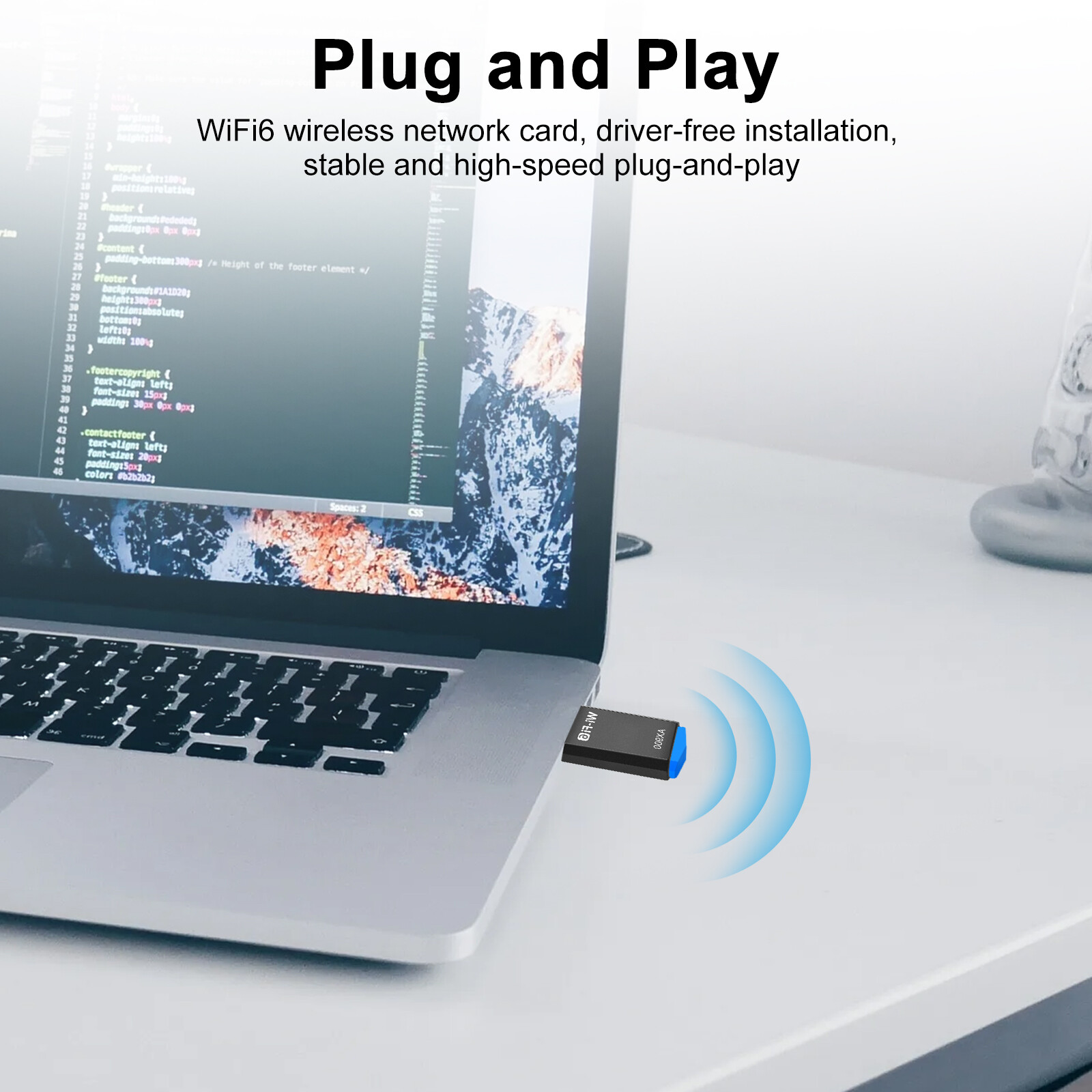 USB WiFi 6 Wireless Network Adapter for PC/Desktop, 900Mbps Dual Band 2.4G/5GHZ