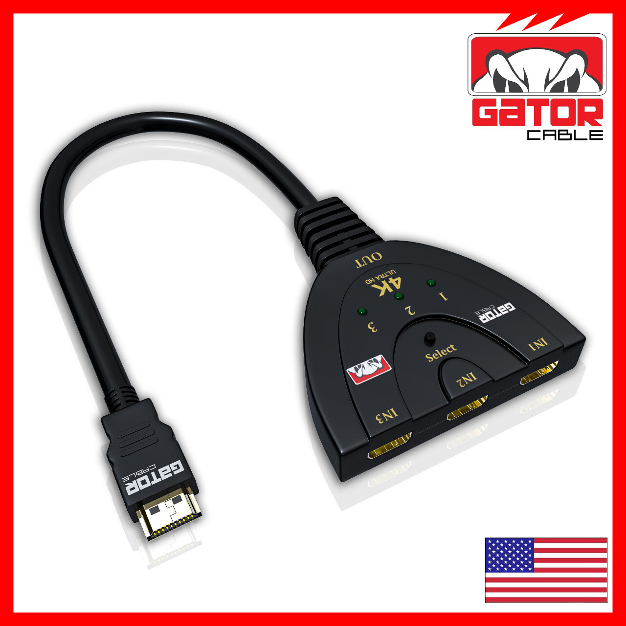 4K HDMI 2.0 Cable Auto Switch Switcher Splitter Adapter 3 In to 1 Out Devices