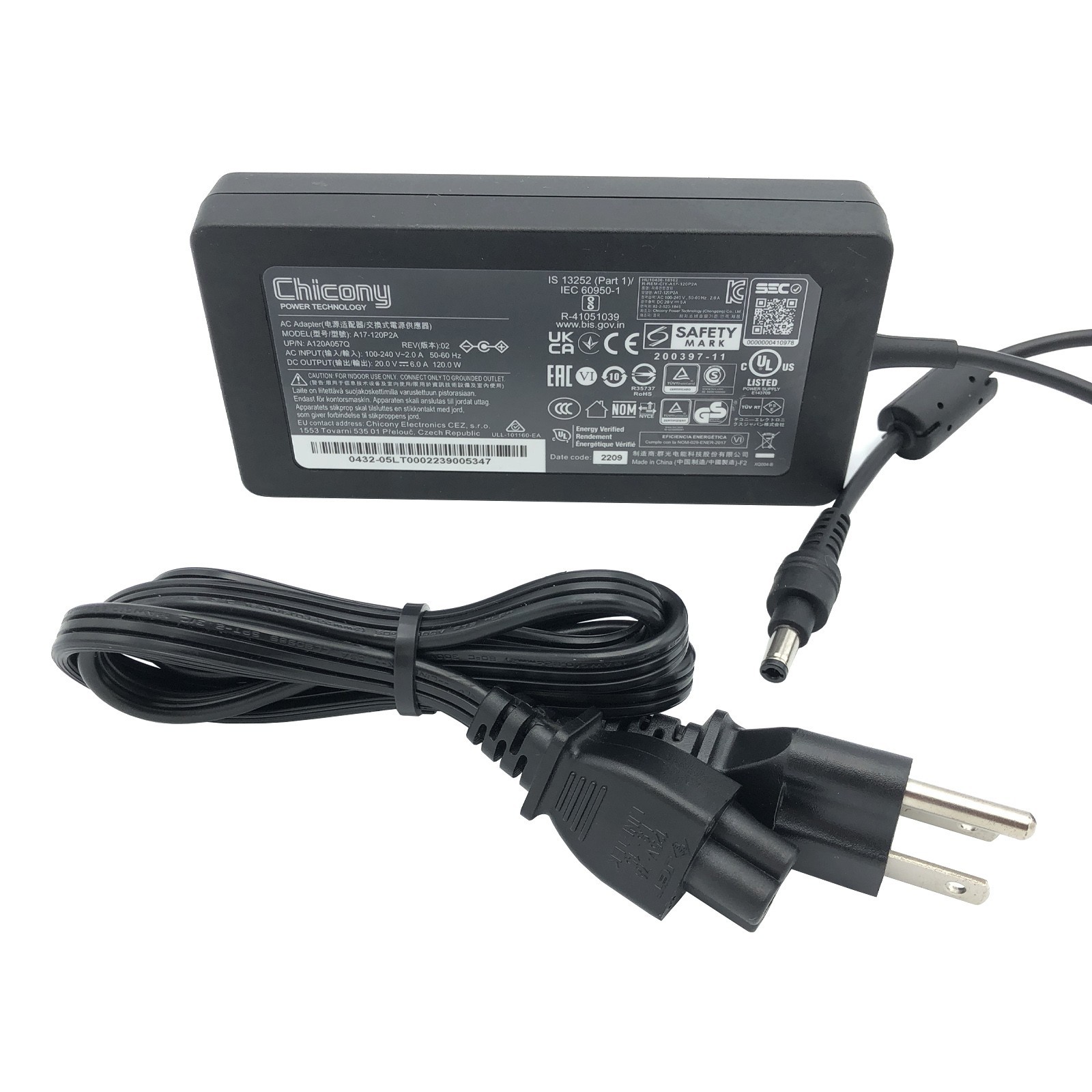 Original Chicony AC Adapter A17-120P2A Power Supply 20V 6A Charger 5.5mm