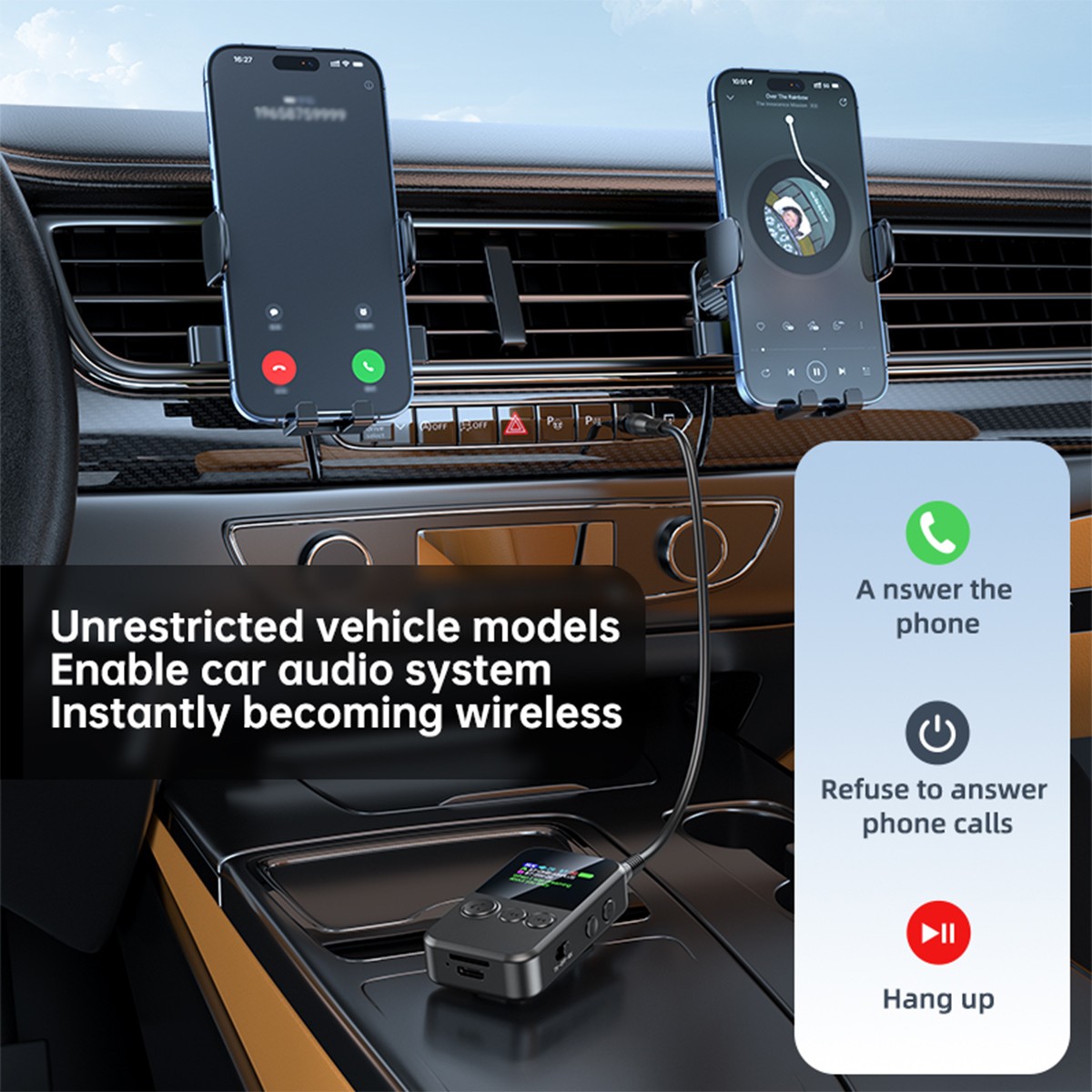 Wireless Adapter Bluetooth 5.4 Audio Transmitter Receiver 3.5MM AUX HiFi Music