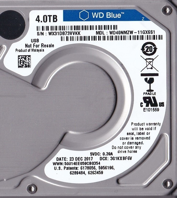 WD40NMZW-11GX6S1 s/n: WX31DB DEC/ 2017 Malaysia 4TB 2.5″ USB 3.0 WESTERN DIGITAL