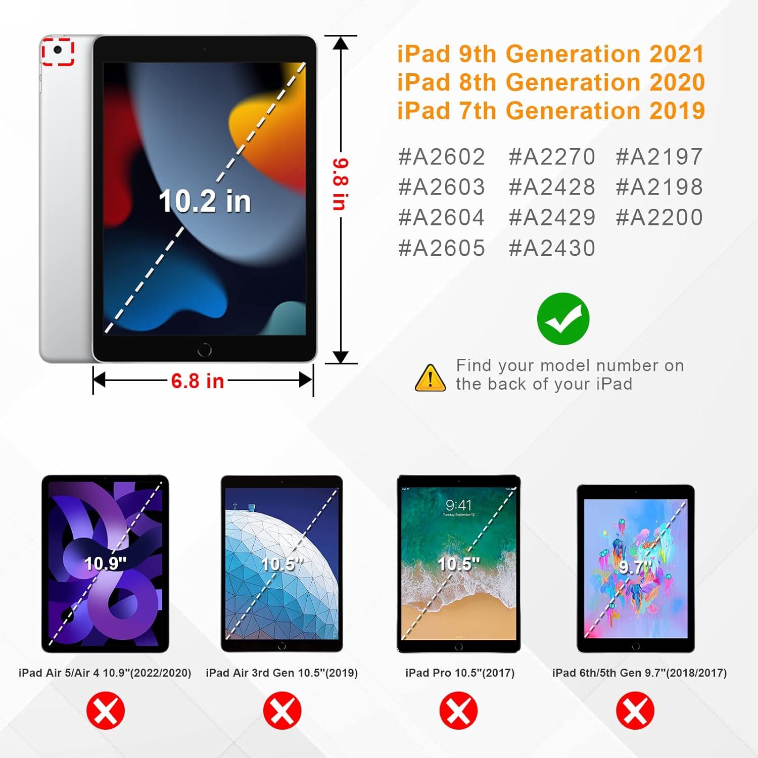 Slim Case For iPad 9th 8th 7th 10.2 inch Shockproof Cover with Clear Back Shell