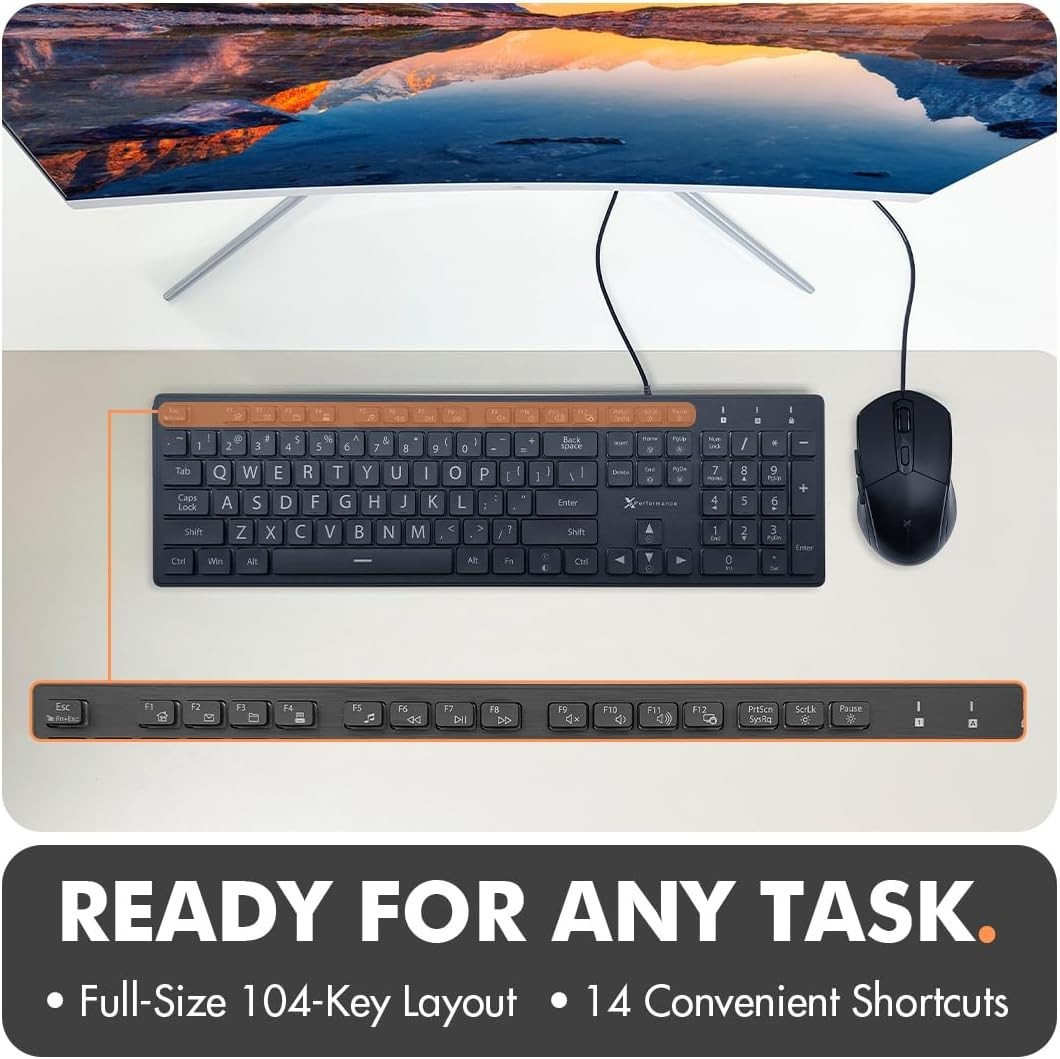 Wired Large Print Backlit Keyboard for PC – Perfect Visibility with 7 RGB Colors