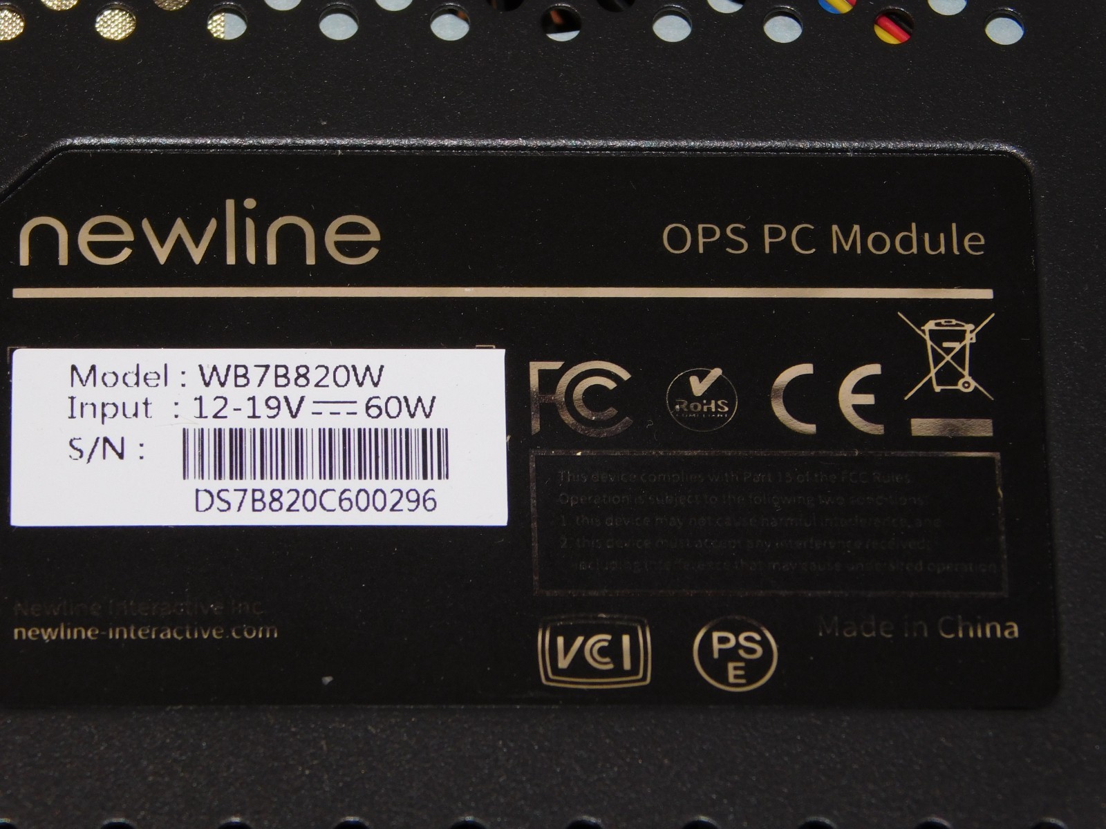 New Newline WB7B820W OPS PC Module On Board Computer Windows 11 Display Unit