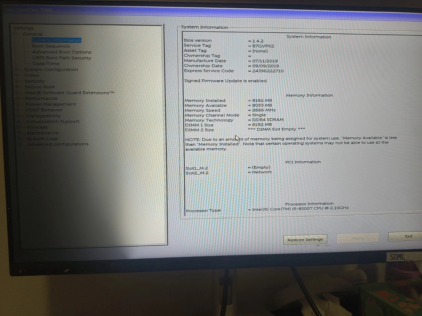 Dell Optiplex 7060 (128ssd SSD, Intel Core i5-8500T, 2.10GHz, 16GB) Desktop