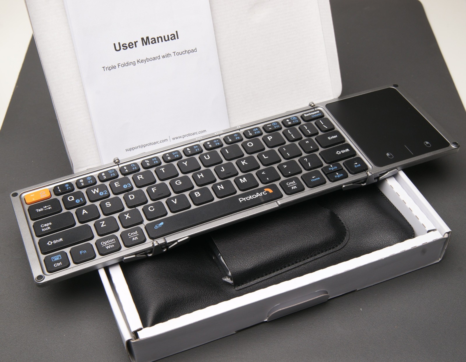 ProtoArc XK02 portable folding keyboard with touchpad-wireless USB C -OPEN BOX !