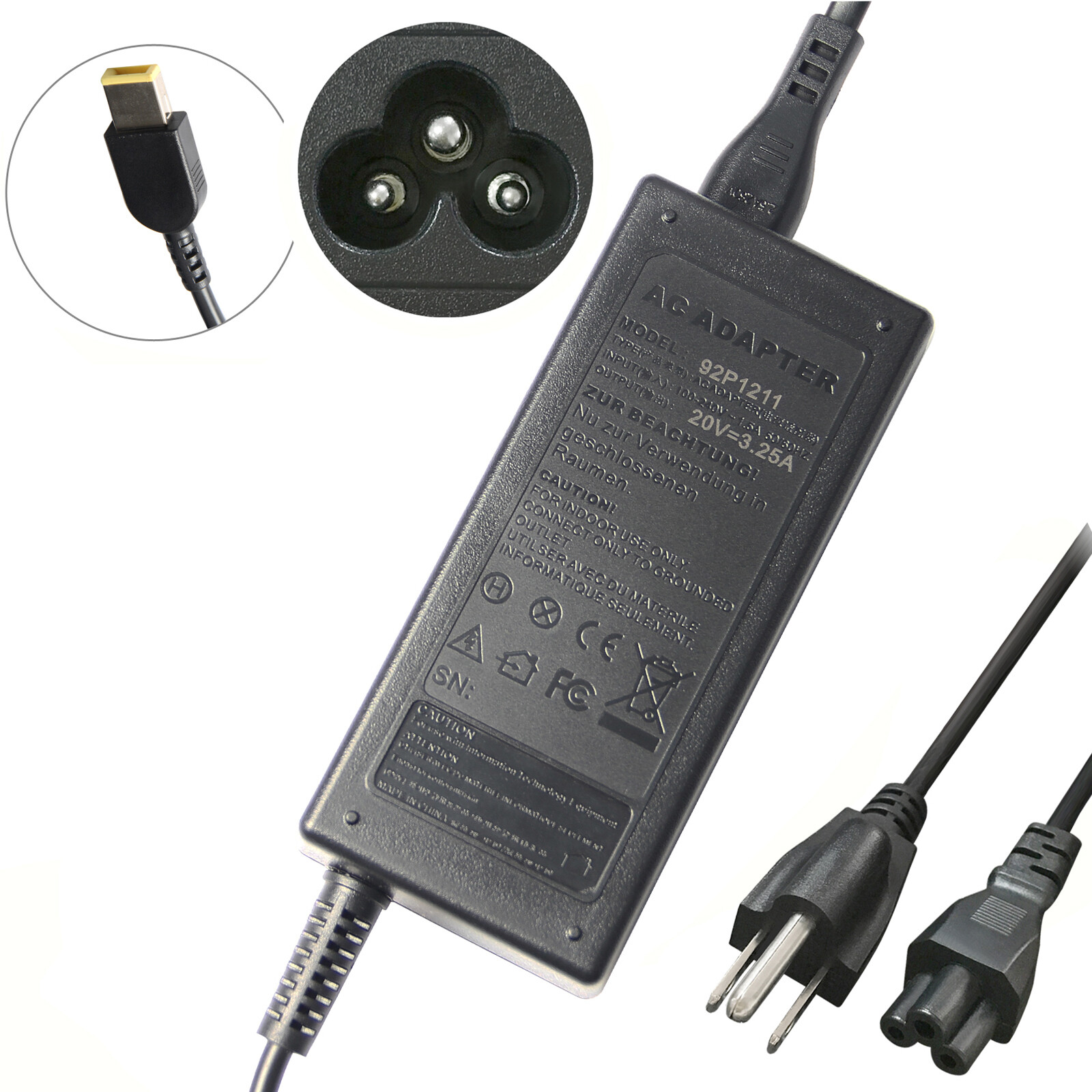 Adapter Charger For Lenovo ThinkPad X240 X240s X250 X260 X270 65W 20V 3.25A Cord