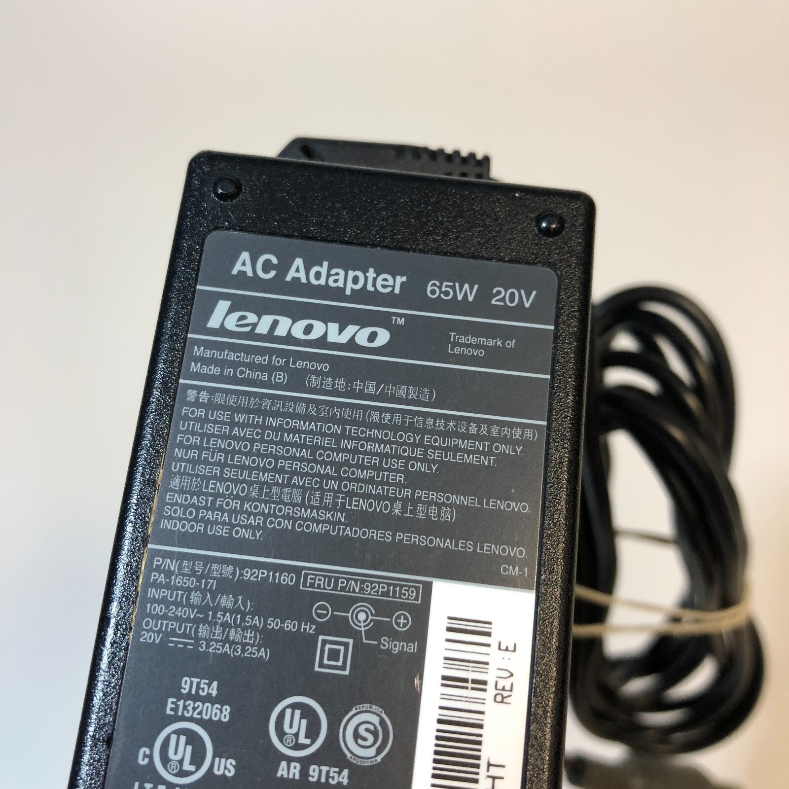 Genuine OEM Lenovo Power Supply Adapter PA1650-171 20V 3.25A
