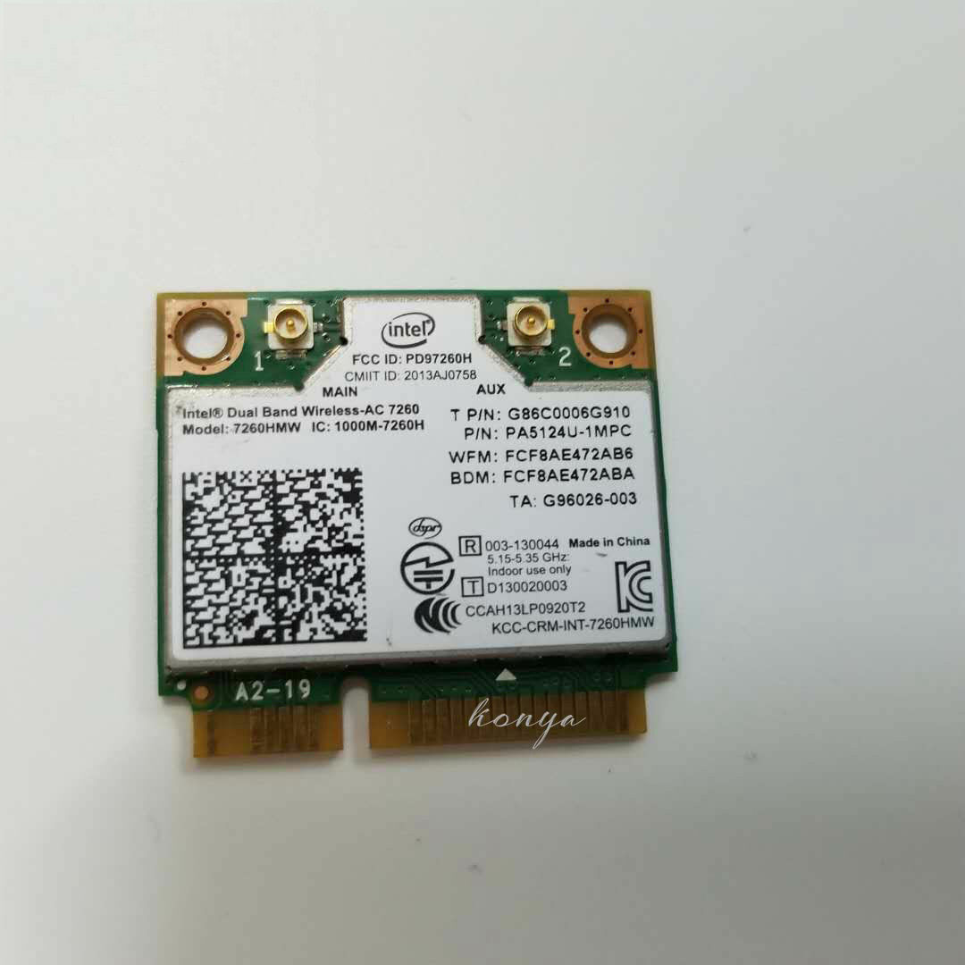 Intel 7260HMW PCI-E Card Dual band wireless-AC 7260 867Mbps 802.11ac Wifi BT 4.0