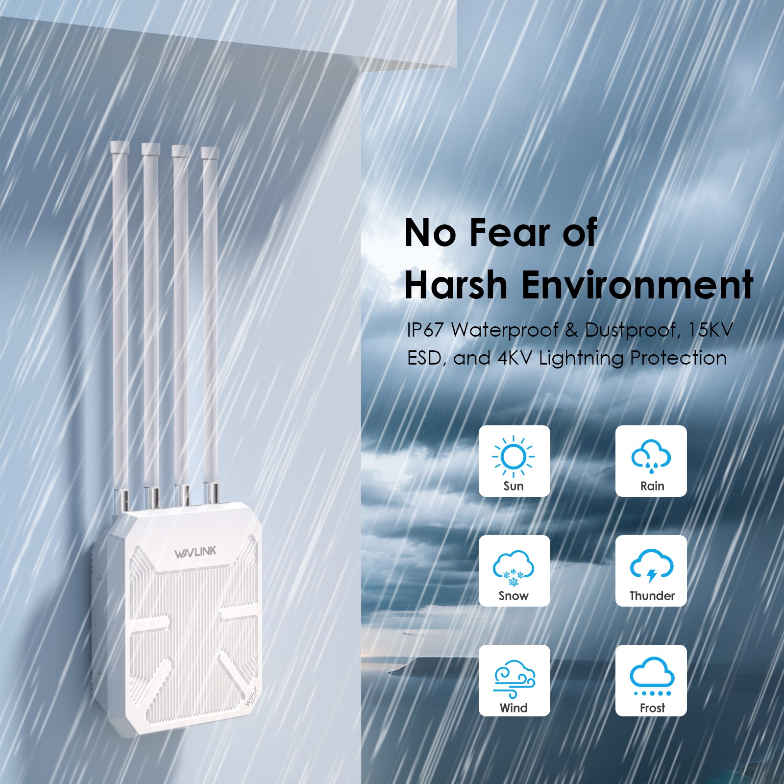 WiFi 7 Extender Long Range WiFi 6 Signal Booster Outdoor up to 300M for Yard/RV