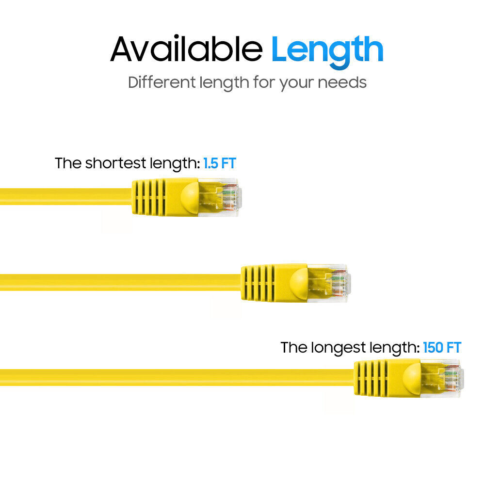 CAT5e Ethernet Cable Lan Router Network CAT5 RJ45 Internet Yellow Patch Cord LOT