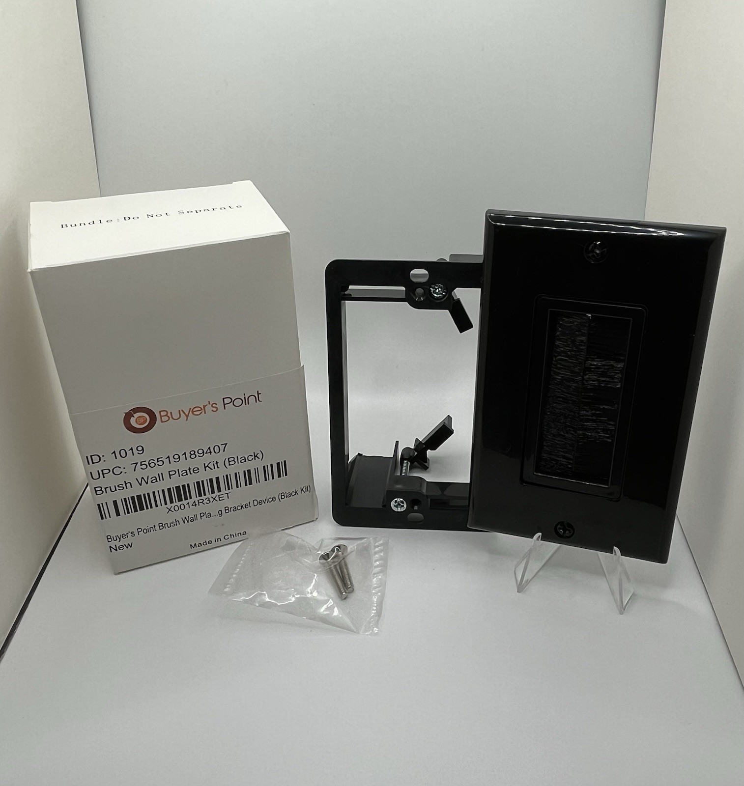 Buyer’s Point Brush Wall Plate Kit Black with Bracket Device ID: 1019