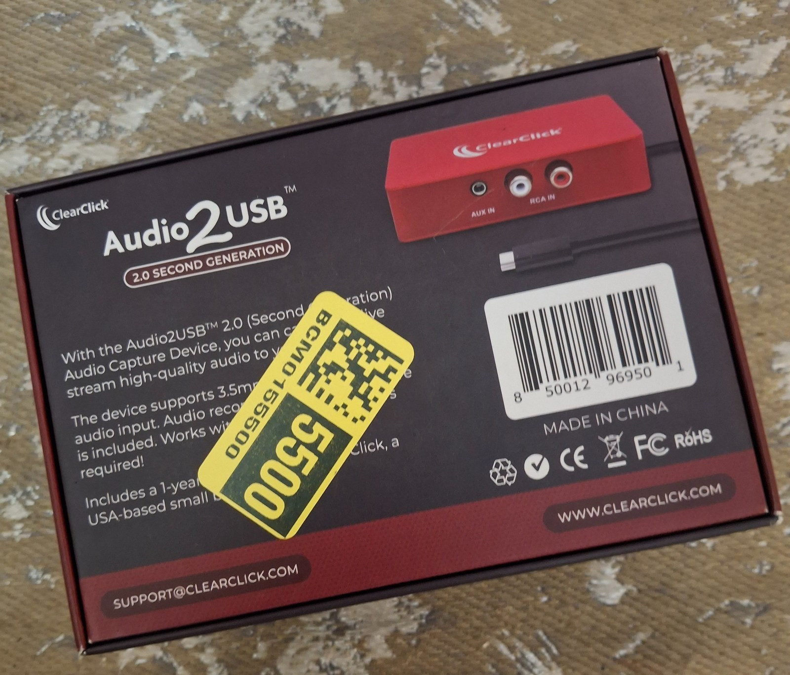 ClearClick Audio2USB 2.0 Audio Capture Live Streaming Device 2nd Gen Red