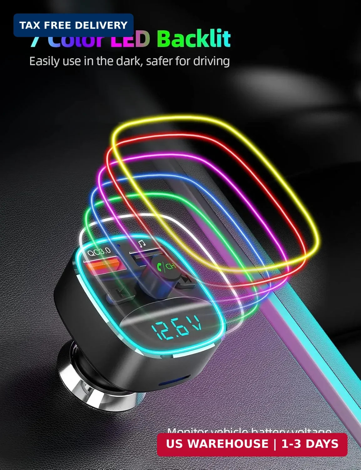 Nulaxy Bluetooth FM Transmitter, Bluetooth Car Adapter with Dual USB Charger Wir
