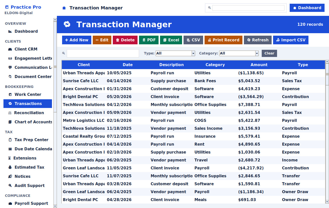 Bookkeeping & Tax Business Management Software Bookkeeper Tax Preparer Win/MAC