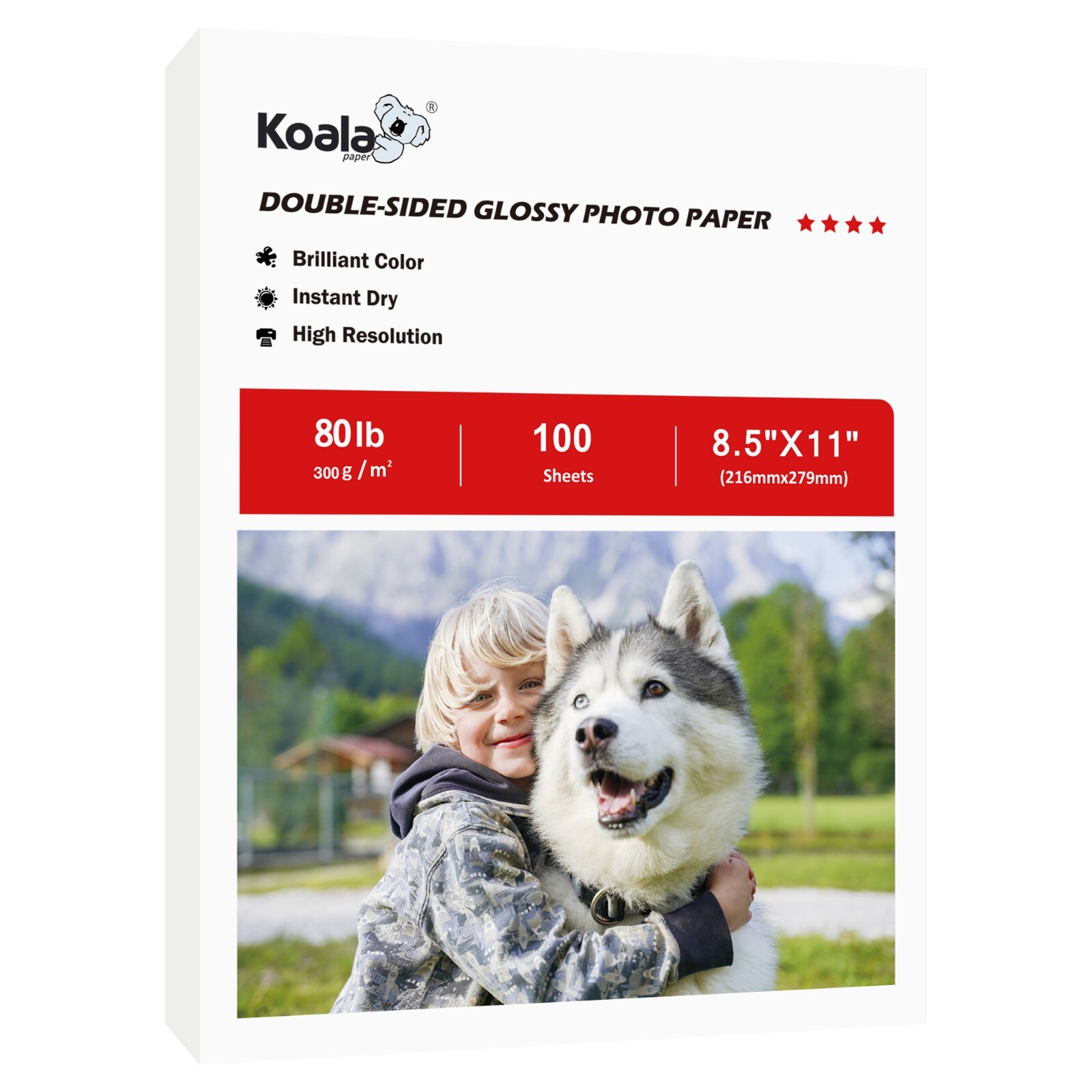 Koala 80lb Double Sided Glossy Photo Paper 8.5×11 White Thick 300g Inkjet Print
